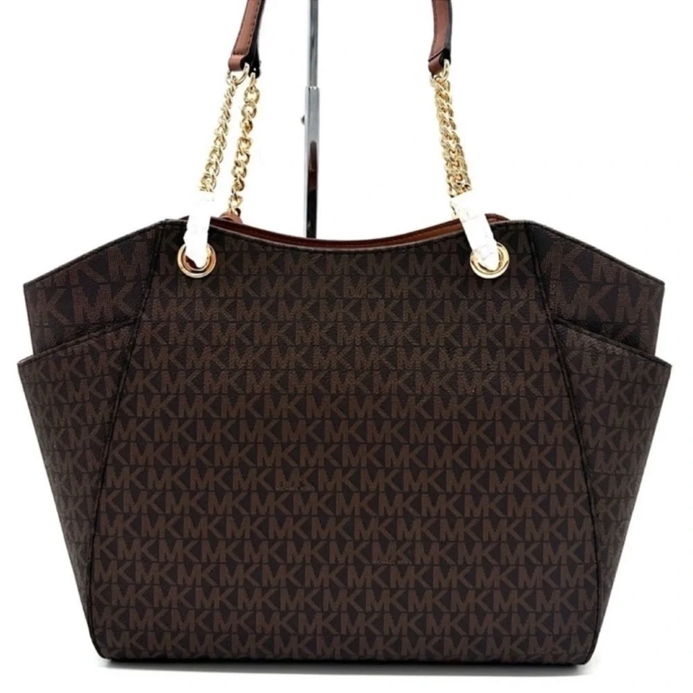 Michael Kors Large Jet Set Travel Chain Shoulder Bag Brown - Picture 7 of 12